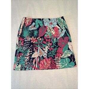 Talbots Womens Skirt Petite 6P Knee Length Lined Floral Leaves Stretch‎ Cotton